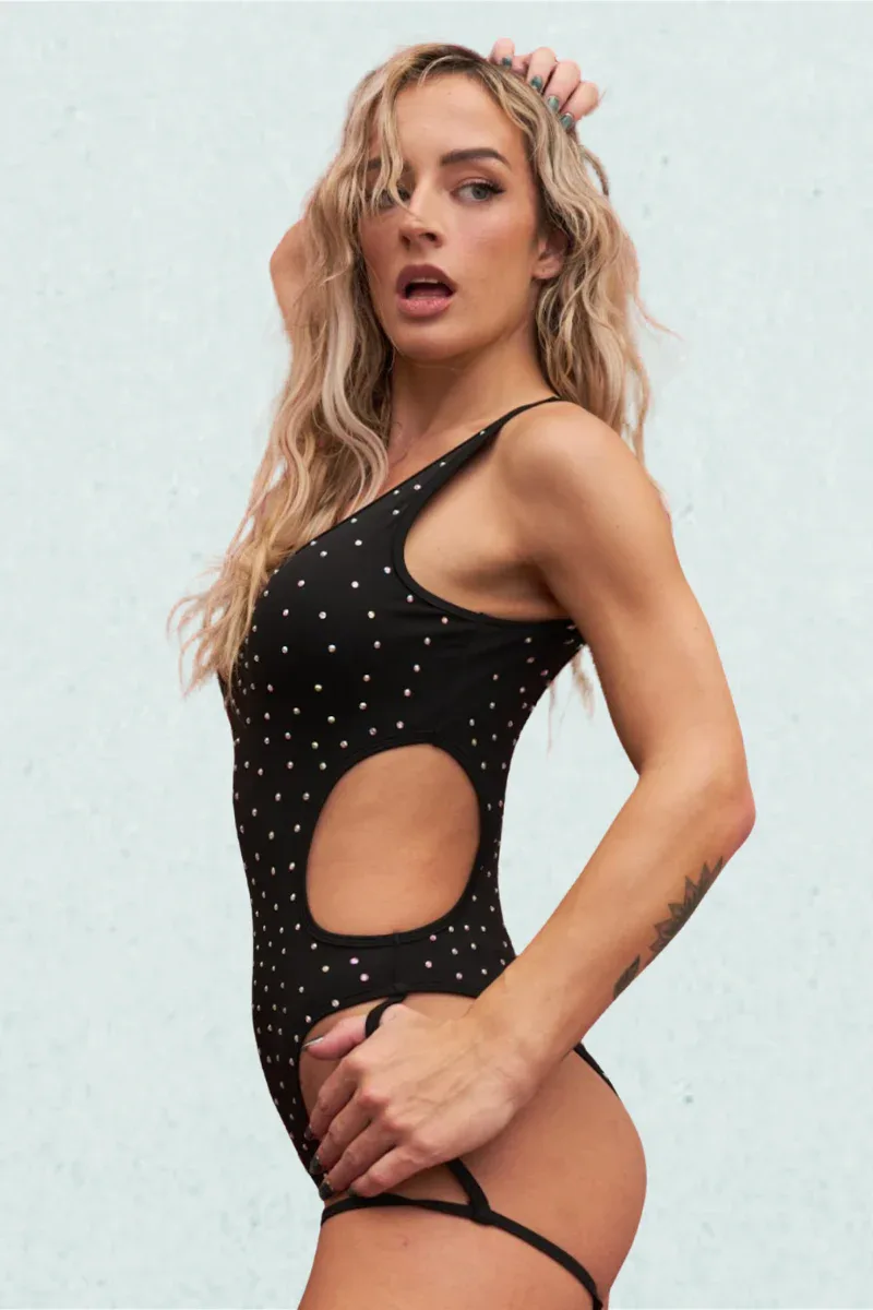 Lunalae Imogen Diamante Bodysuit - Black